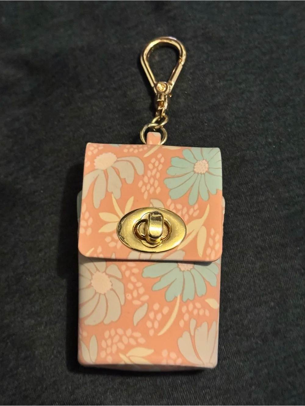 Bath and body works Floral hand sanitizer holder Coral with Gold Hardware